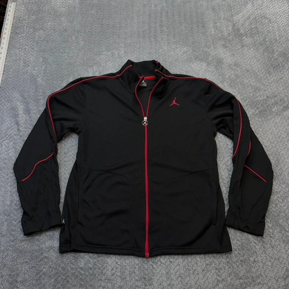 Jordan Flight Jacket Boys Large 16/18 Black Red Full Zip Track Mock Neck